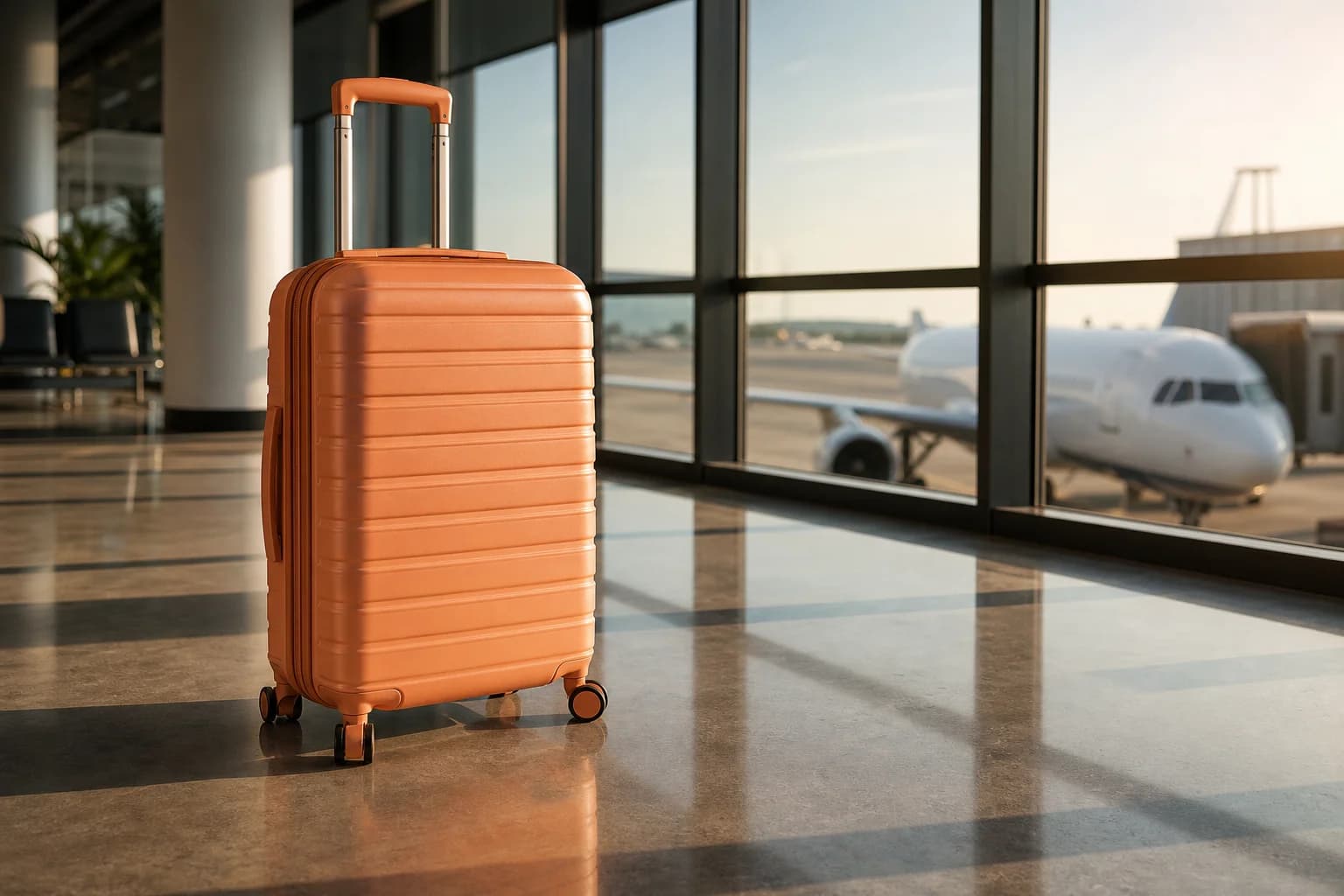 A bright bag in a departure hall
